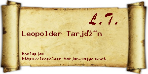 Leopolder Tarján névjegykártya